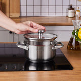 Karaca Elite Edelstahl-Induktions-Kochtopf mit Deckel 16 cm Silber