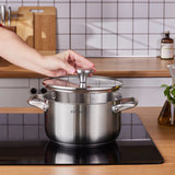 Karaca Elite Edelstahl-Induktions-Kochtopf mit Deckel 20 cm Silber