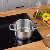 Karaca Elite Edelstahl-Induktions-Kochtopf mit Deckel 20 cm Silber