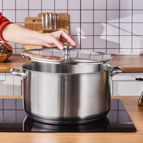 Karaca Elite Edelstahl-Induktions-Kochtopf mit Deckel 34 cm Silber