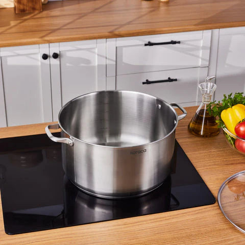 Karaca Elite Edelstahl-Induktions-Kochtopf mit Deckel 34 cm Silber