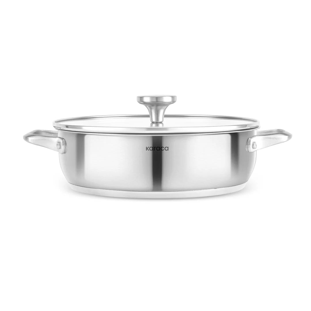Karaca Elite Edelstahl-Kasserolle Flach 26 cm 34 L