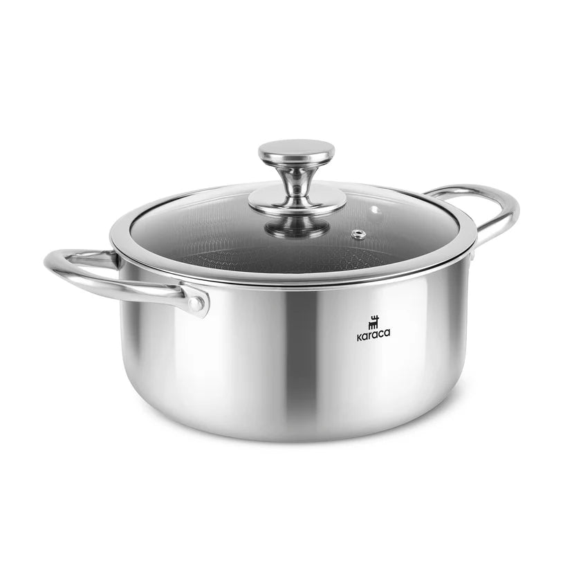 Karaca 3Ply Edelstahl Guardian 7-teiliges Kochgeschirr-Set Induktion Silber