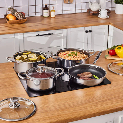 Karaca 3Ply Edelstahl Guardian 7-teiliges Kochgeschirr-Set Induktion Silber