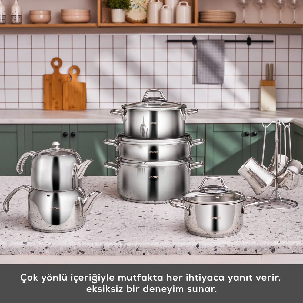 " Karaca Belgrad Kochgeschirrset aus Edelstahll 15-teiligesaus "