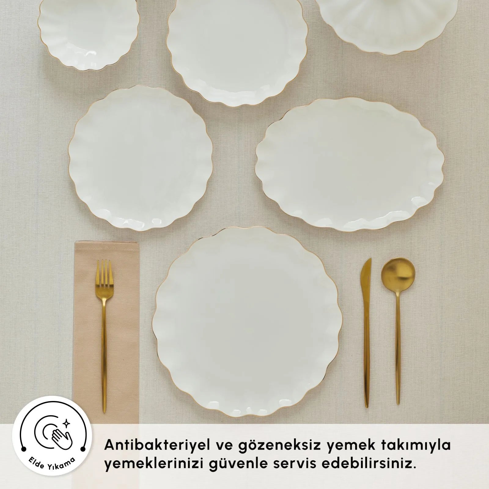 " Karaca Fine Pearl Extra Shell 55-teiliges 12-Personen Geschirrset Gold "