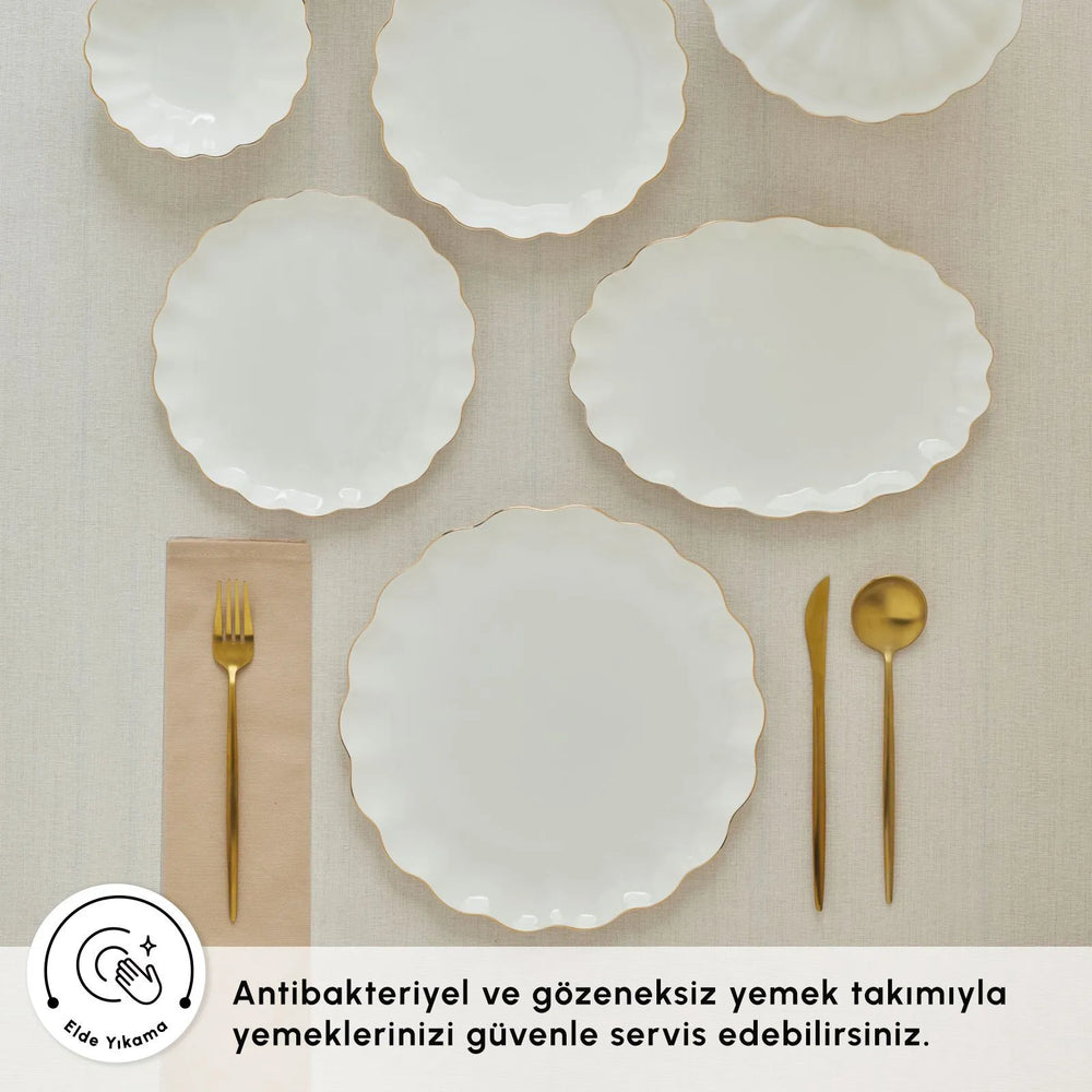 " Karaca Fine Pearl Extra Shell 55-teiliges 12-Personen Geschirrset Gold "
