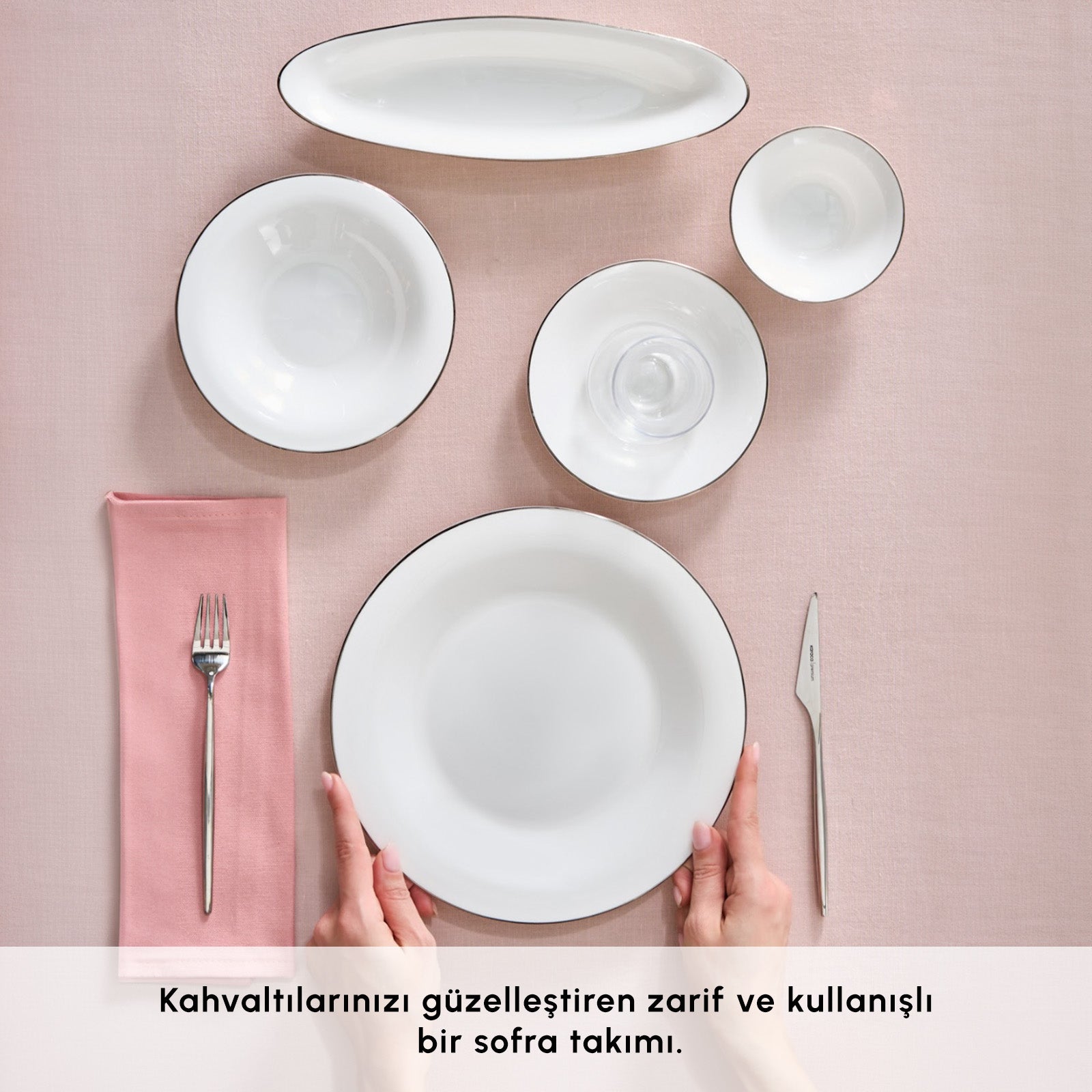 " Karaca Fine Pearl New Fame Frühstücksset für 6 Personen, 26-teilig – Platin "