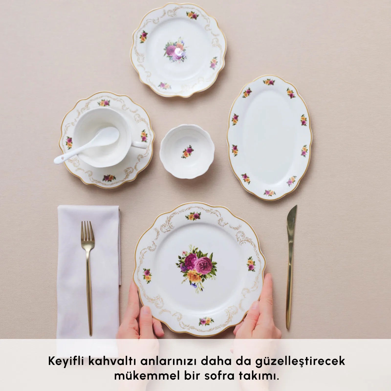 " Karaca Forever Bone Antique Gold 26-teiliges Frühstücksset "