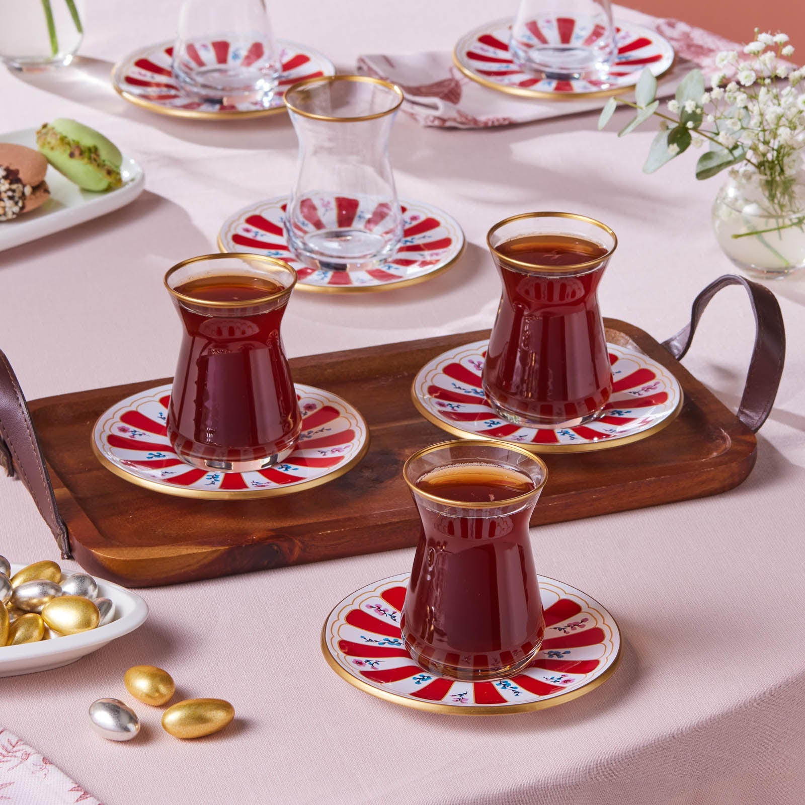 Karaca Bursa Türkisches Teeglas 12-teilig Rot