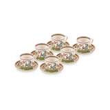 Karaca Yasemen 12-teiliges Bone China Espresso Türkisch-Kaffeetassen-Set für 6 Personen 80 ml Mehrfarbig