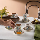 Karaca Yasemen 12-teiliges Bone China Espresso Türkisch-Kaffeetassen-Set für 6 Personen 80 ml Mehrfarbig