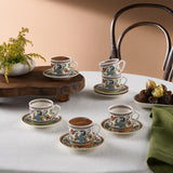 Karaca Yasemen 12-teiliges Bone China Espresso Türkisch-Kaffeetassen-Set für 6 Personen 80 ml Mehrfarbig