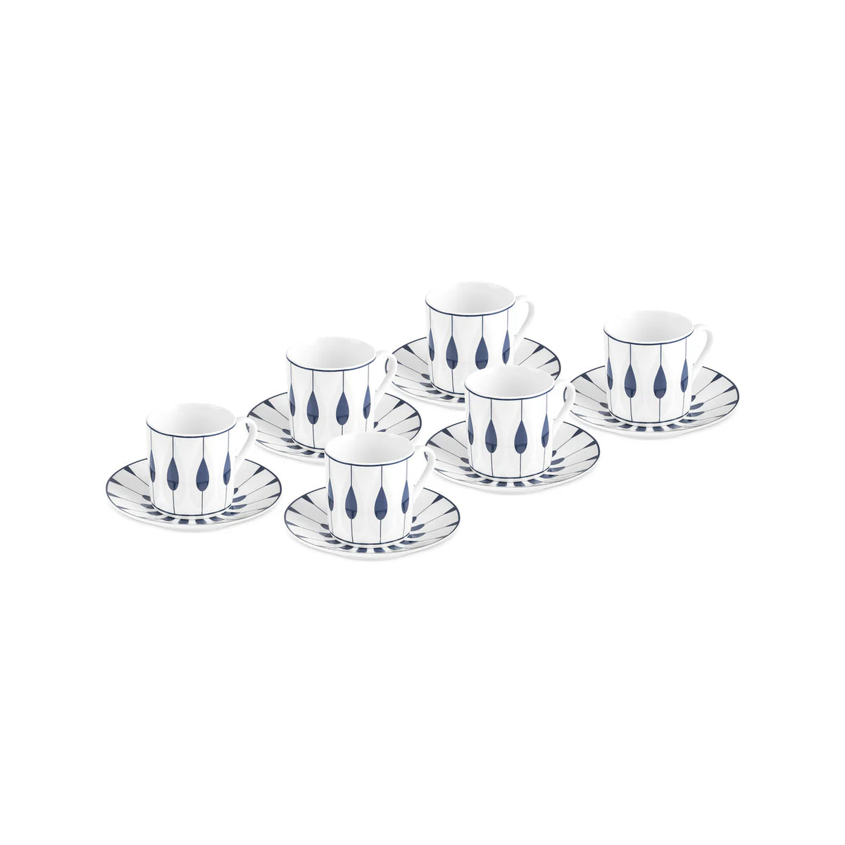 Karaca Ahenk 12-teiliges Bone China Espresso Türkisch-Kaffeetassen-Set für 6 Personen 80 ml Mehrfarbig