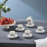 Karaca Ahenk 12-teiliges Bone China Espresso Türkisch-Kaffeetassen-Set für 6 Personen 80 ml Mehrfarbig