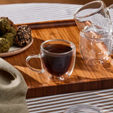 Karaca Olivier 6-teiliges doppelwandiges Espresso- und türkisches Kaffeetassen-Set für 6 Personen 80 ml klar