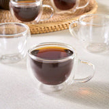 Karaca Olivia 6-teiliges doppelwandiges Espresso- und türkisches Kaffeetassen-Set für 6 Personen 80 ml klar