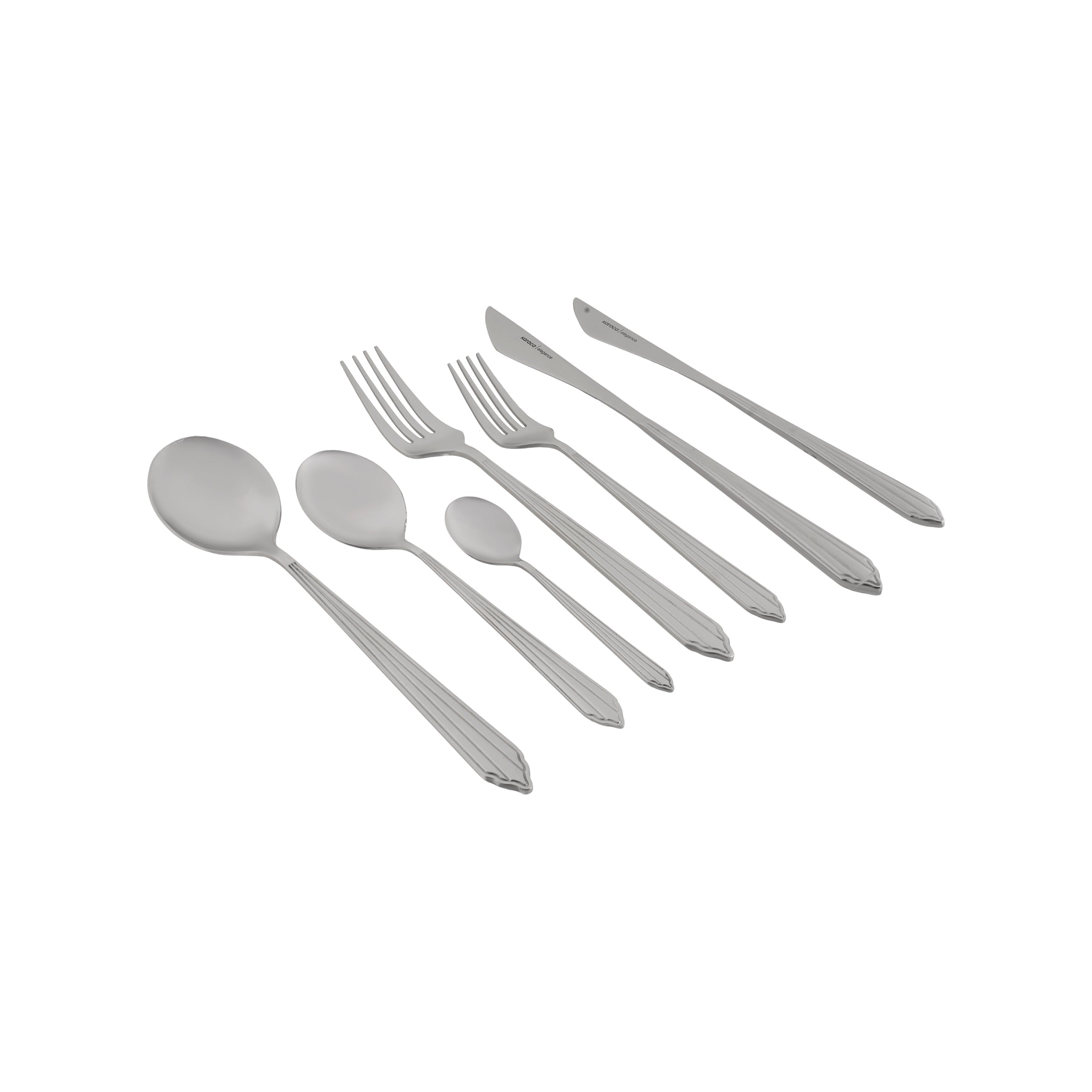 Karaca Rebellion 84-teiliges Edelstahl-Besteckset für 12 Personen Silber
