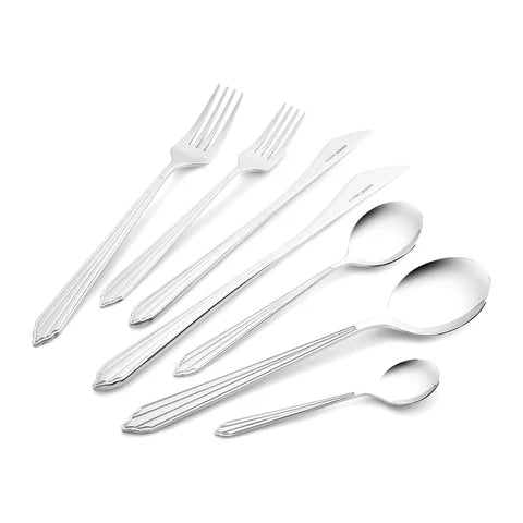 Karaca Rebellion 84-teiliges Edelstahl-Besteckset für 12 Personen Silber