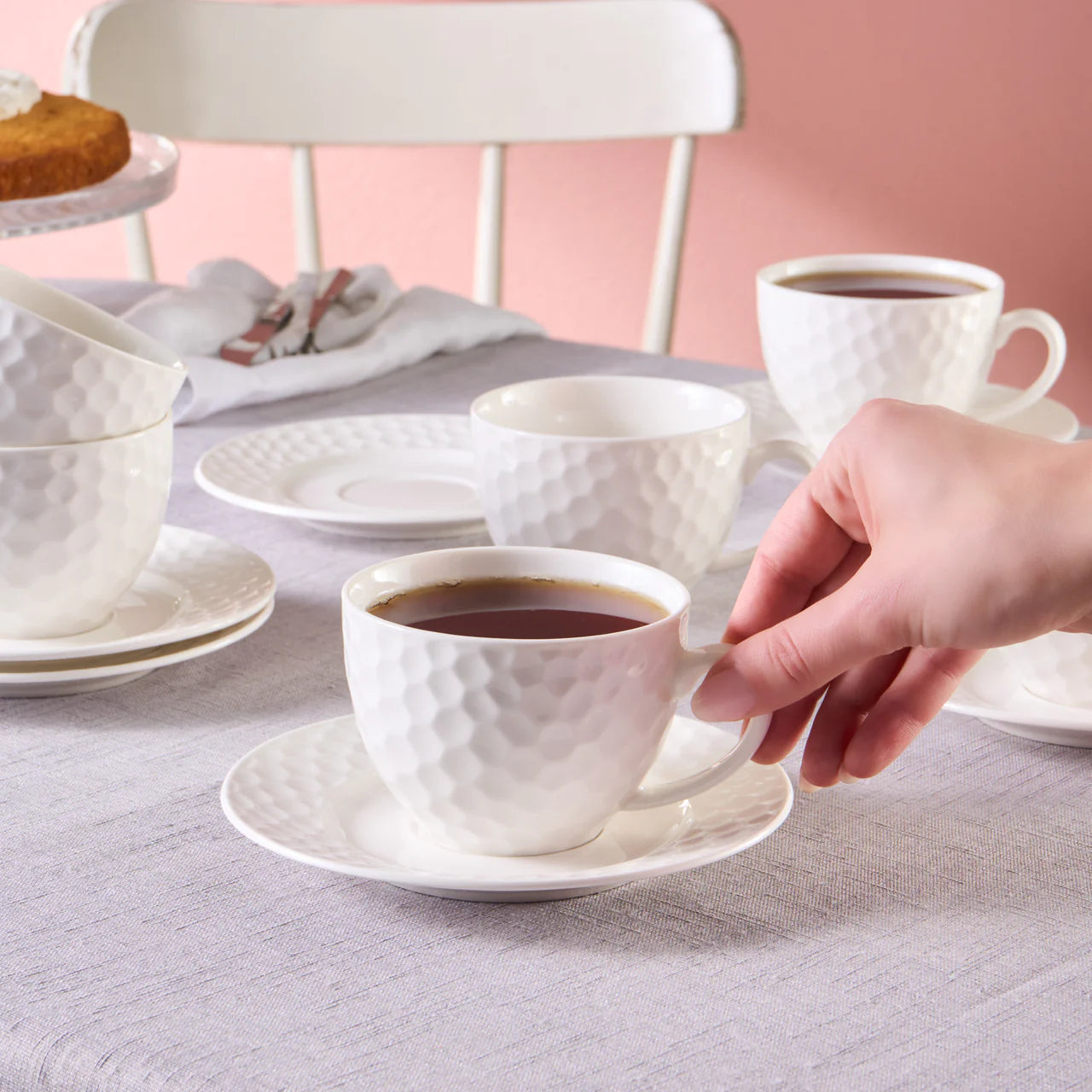 Karaca Nora Embossed Teetassen-Set für 6 Personen 220 ml