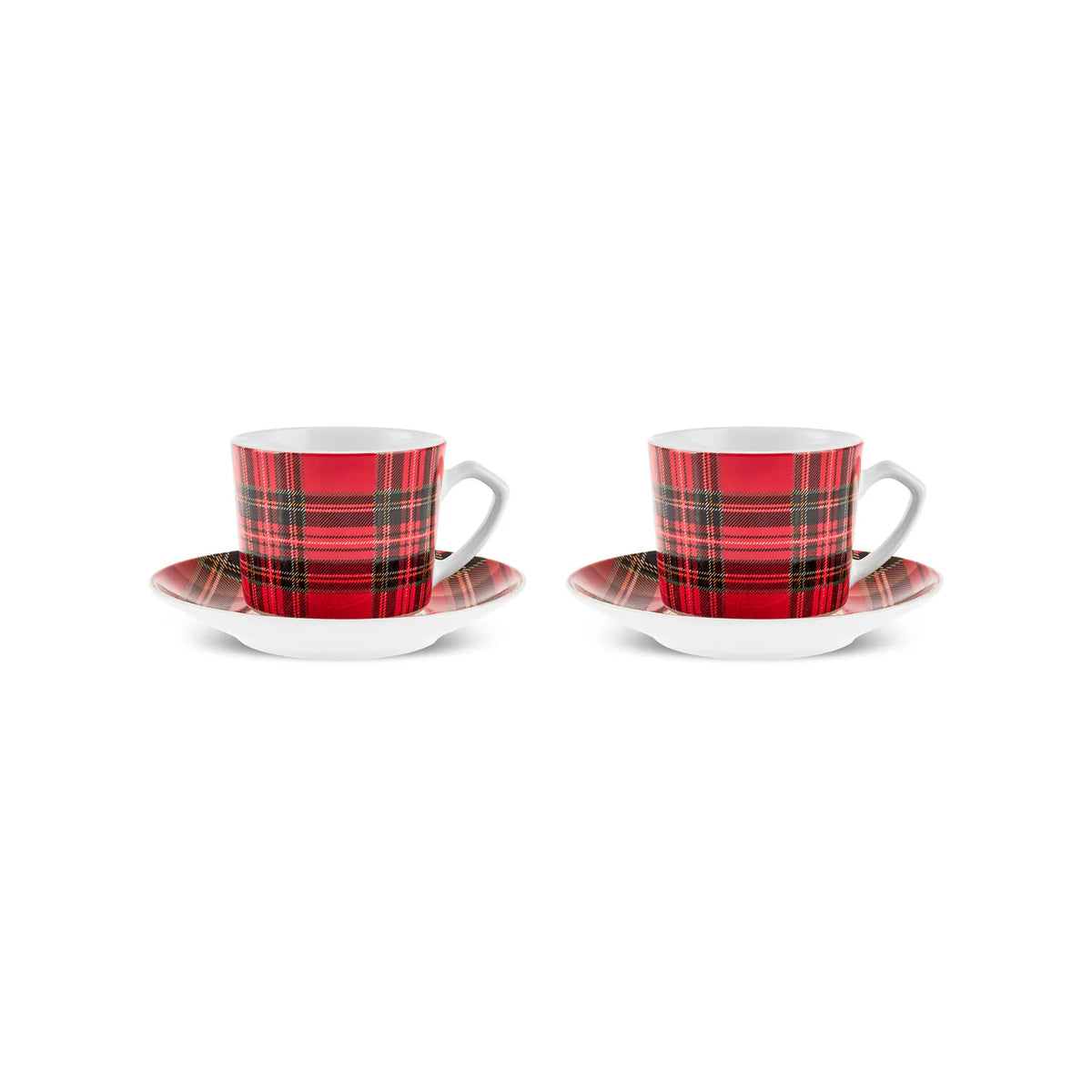 Karaca Ekose V2 4-teiliges Bone China Espresso Türkisch-Kaffeetassen-Set für 2 Personen 80 ml Rot