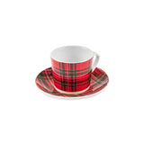 Karaca Ekose V2 4-teiliges Bone China Espresso Türkisch-Kaffeetassen-Set für 2 Personen 80 ml Rot