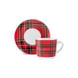 Karaca Ekose V2 4-teiliges Bone China Espresso Türkisch-Kaffeetassen-Set für 2 Personen 80 ml Rot