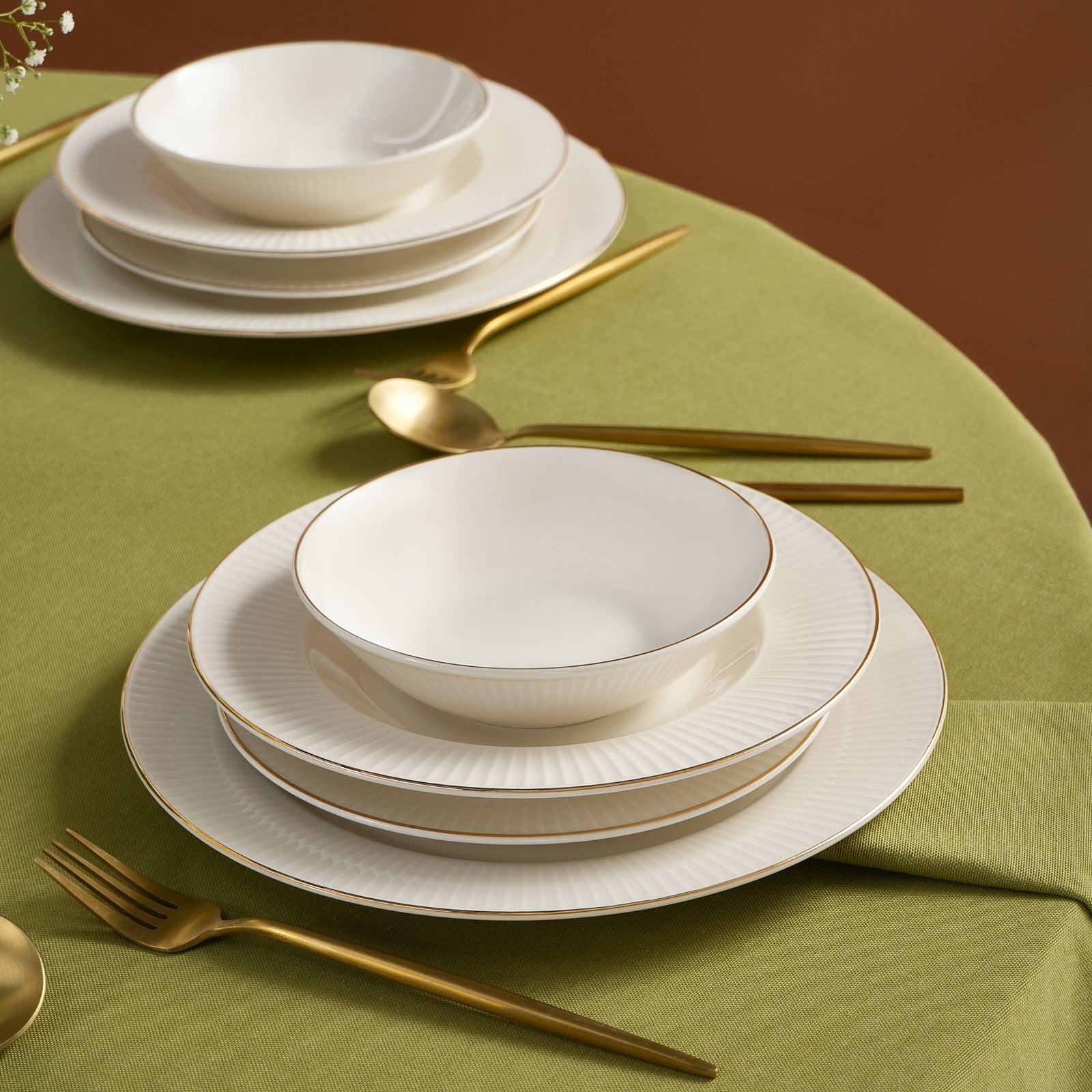 Karaca Stream Bone Massimo 24 Teiliges Gold Essgeschirr Set