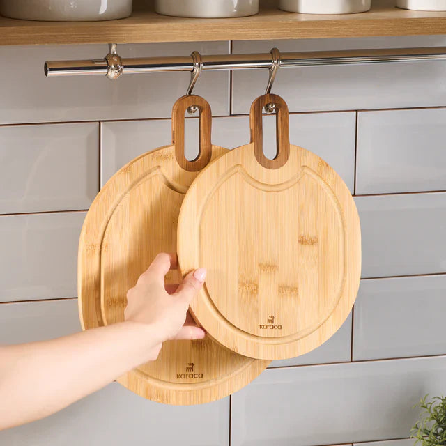 Karaca Ovelcut 2-teiliges Bambus-Schneidebrett-Set Holz