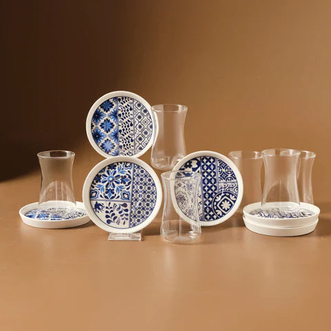 Karaca Portela 12-teiliges Türkisches Teeset aus Bone China für 6 Personen 170 ml Mehrfarbig