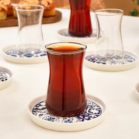 Karaca Portela 12-teiliges Türkisches Teeset aus Bone China für 6 Personen 170 ml Mehrfarbig