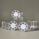 Karaca Nakkas 12-teiliges Türkisches Teeset aus Bone China für 6 Personen 130 ml Rot