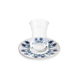 Karaca Iznik 12-teiliges Türkisches Teeset aus Bone China für 6 Personen 130 ml Blau