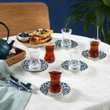 Karaca Edirne 12-teiliges Bone-China Türkisches Teeset für 6 Personen 130 ml Mehrfarbig