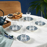 Karaca Edirne 12-teiliges Bone-China Türkisches Teeset für 6 Personen 130 ml Mehrfarbig