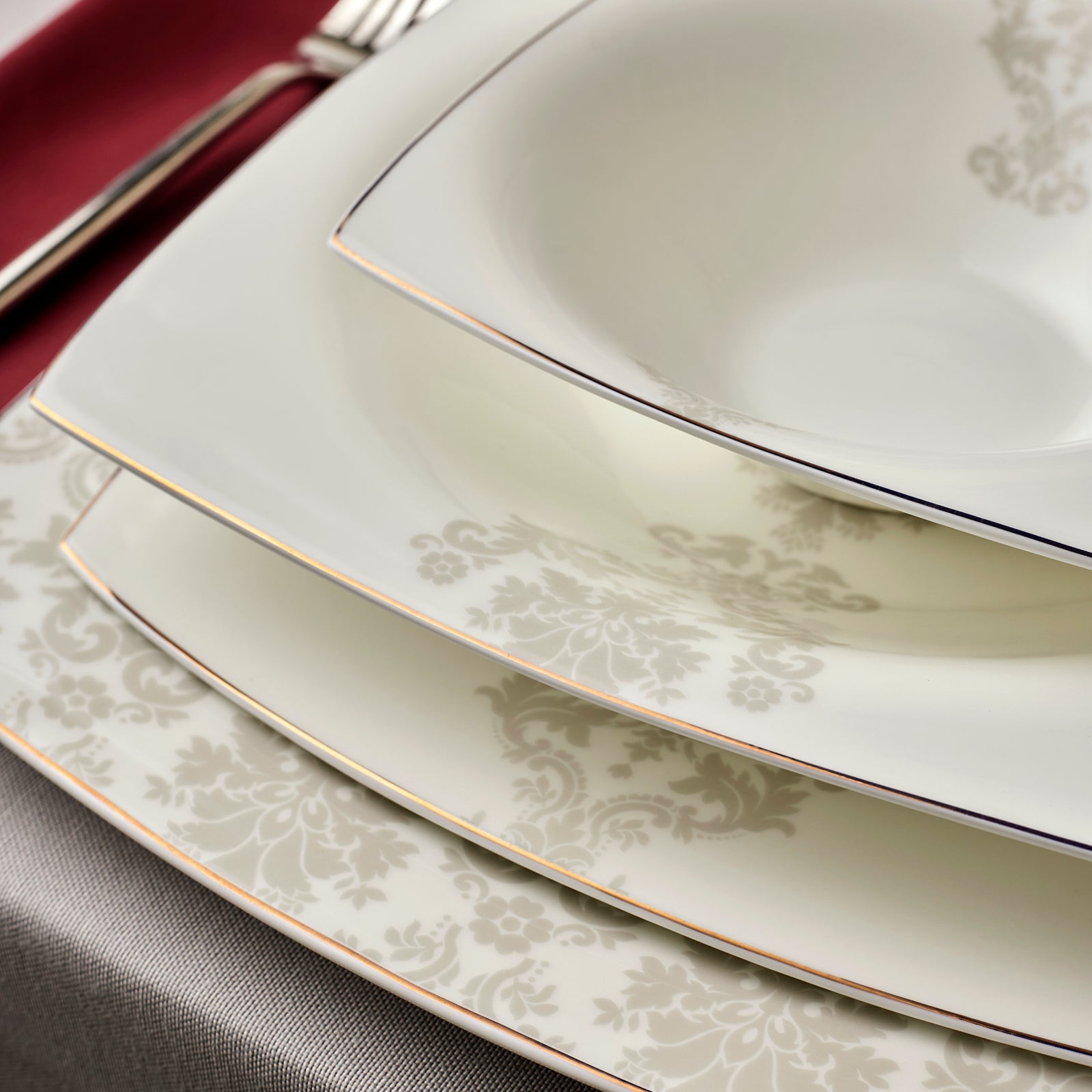 Karaca Fine Pearl Paris 58-teiliges Tafelservice für 12 Personen