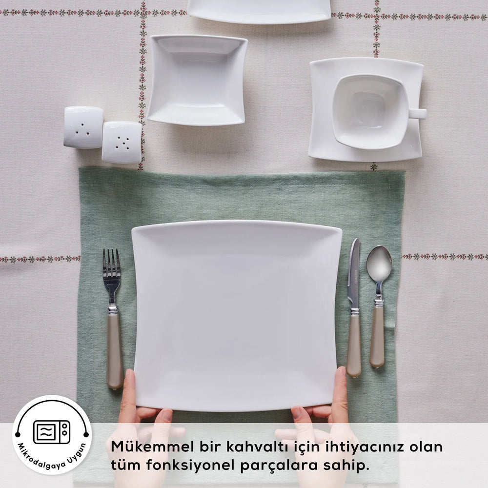 " Karaca Stream Pure Perfect Weiß 32-Teiliges 6-Personen Frühstücksset Quadrat "