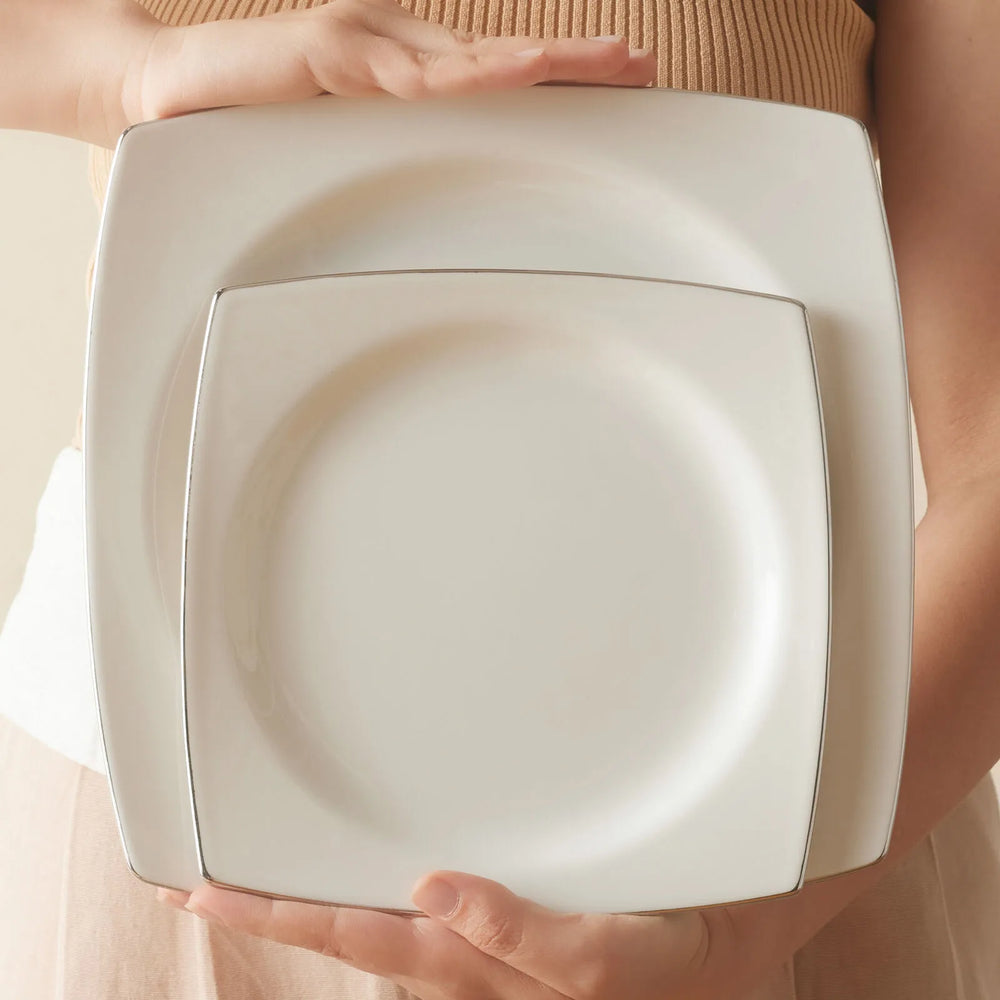 " Karaca Talia Cream 60-teiliges Tafelservice für 12 Personen Platin Eckig "
