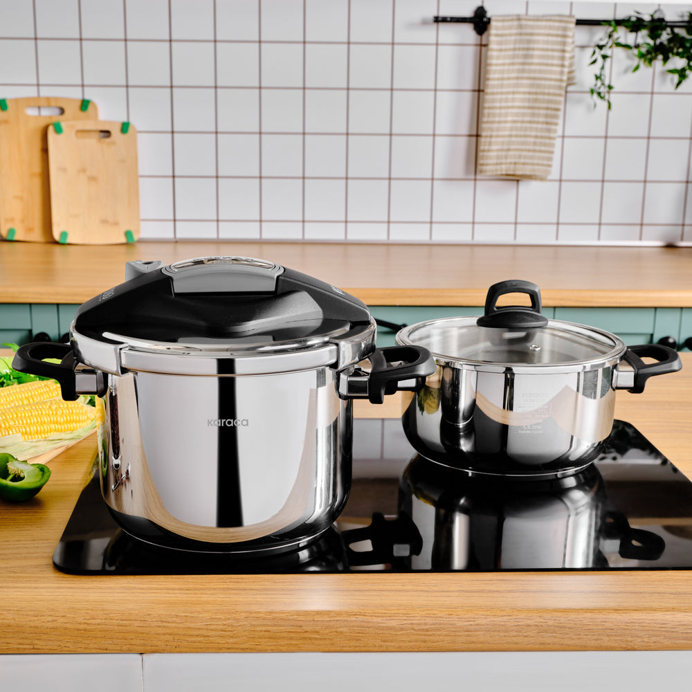 " Karaca Perfect Gray 4 + 6 Liter Schnellkochtopfset "
