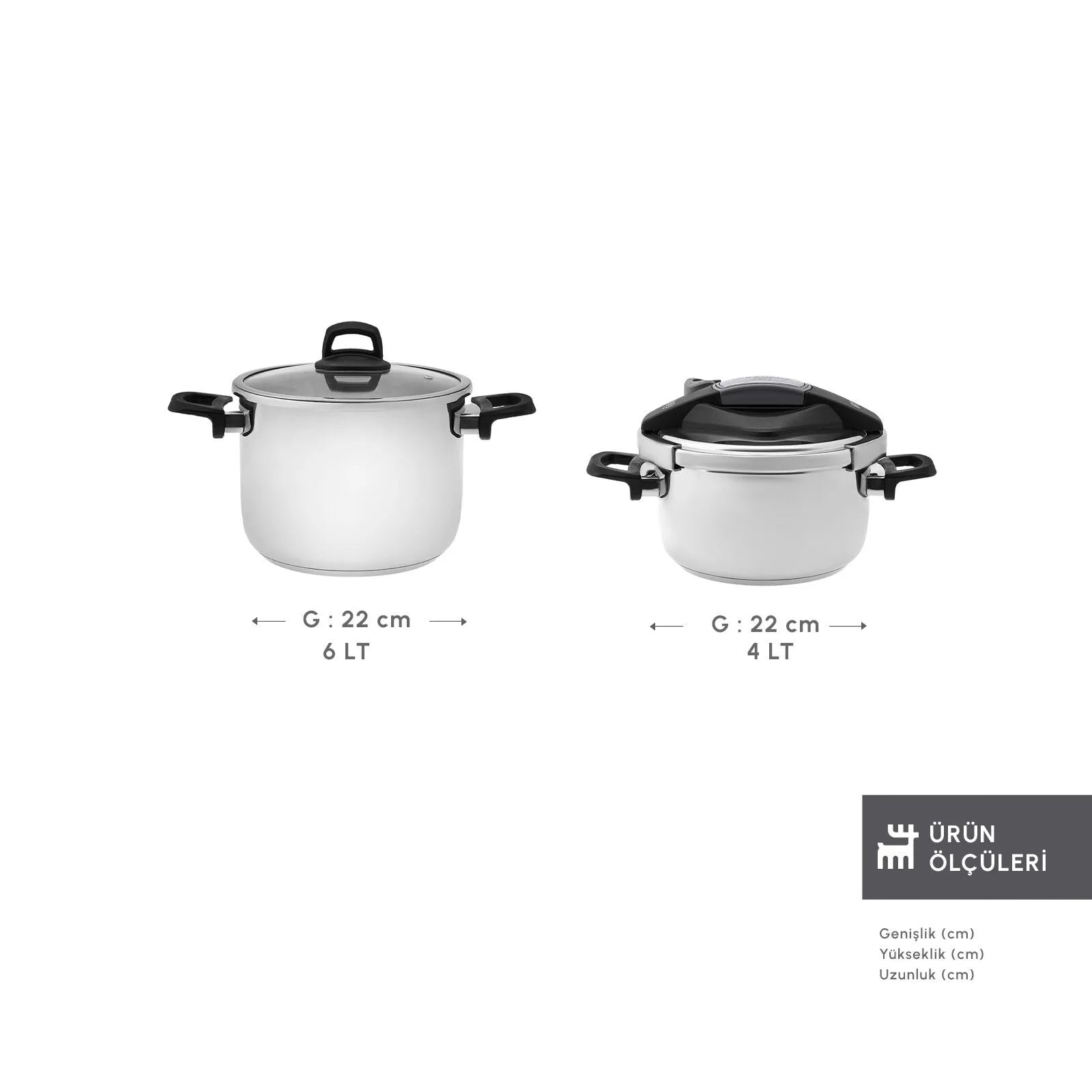 " Karaca Perfect Gray 4 + 6 Liter Schnellkochtopfset "