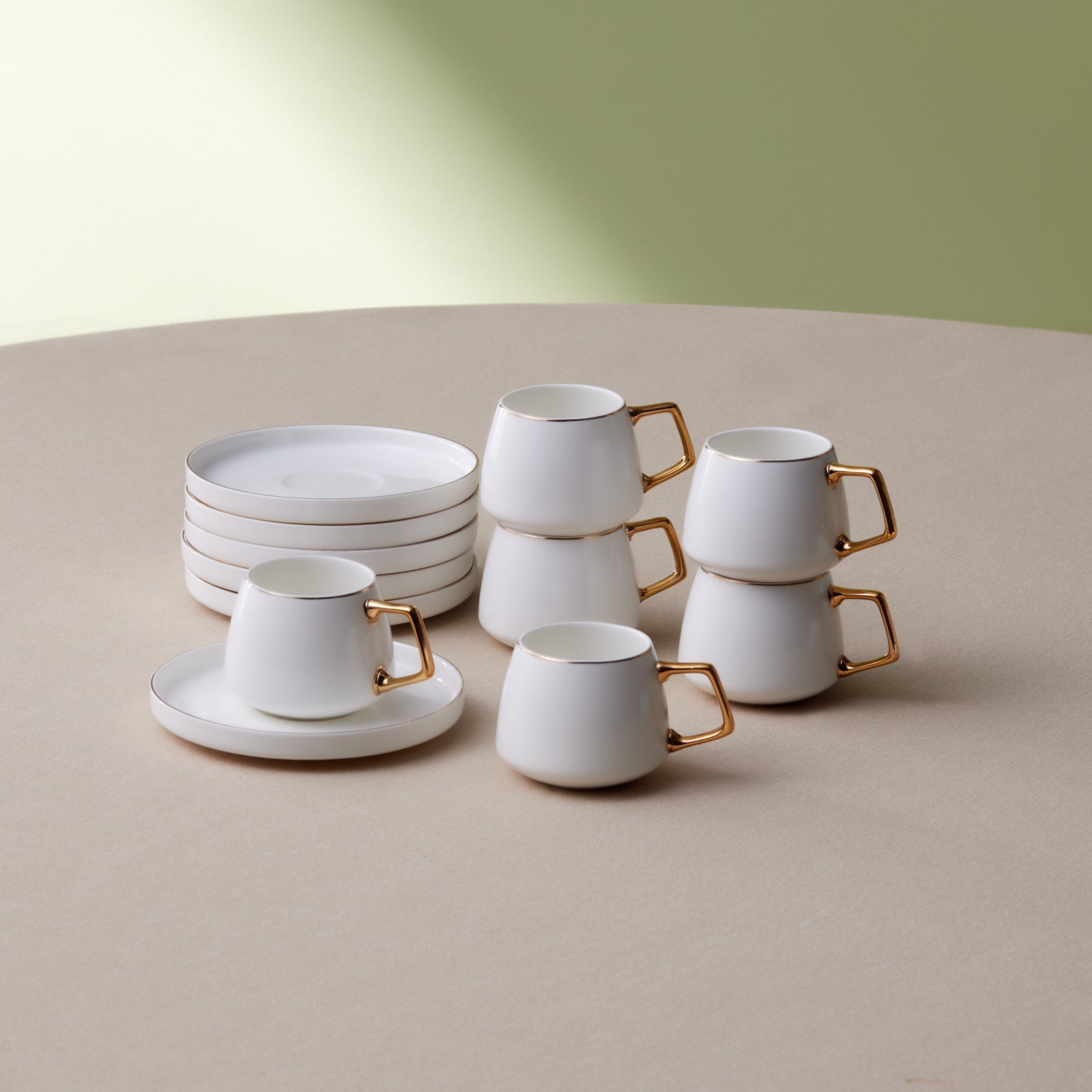 " Karaca Streamline Saturn Kaffeetassen-Set für 6 Personen Gold "