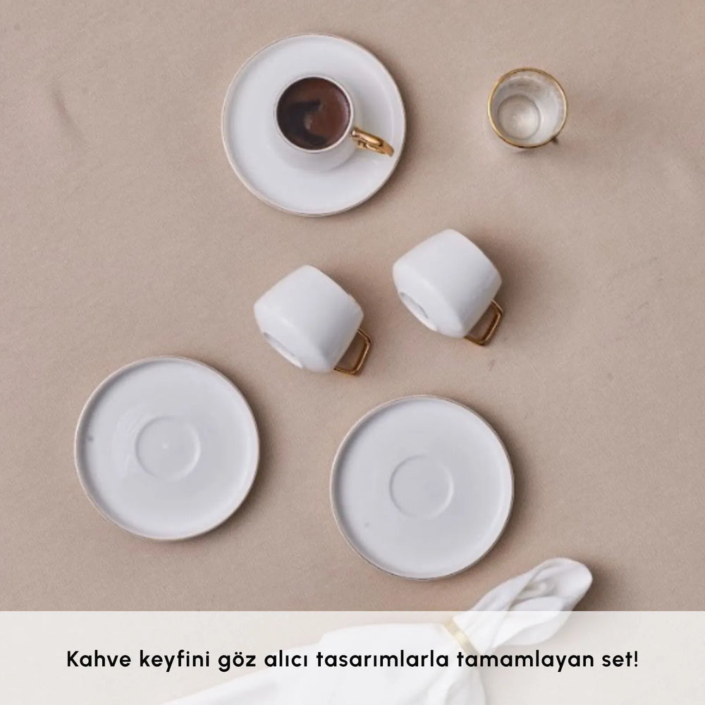 " Karaca Streamline Saturn Kaffeetassen-Set für 6 Personen Gold "