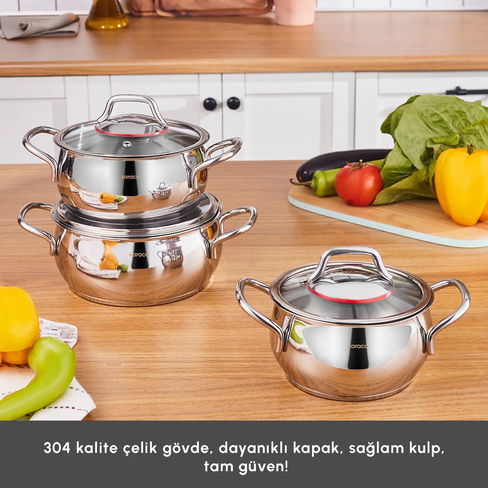 " Karaca Emirgan Kochtopf- Set Edelstahl, 6- teilig, Midi Set "