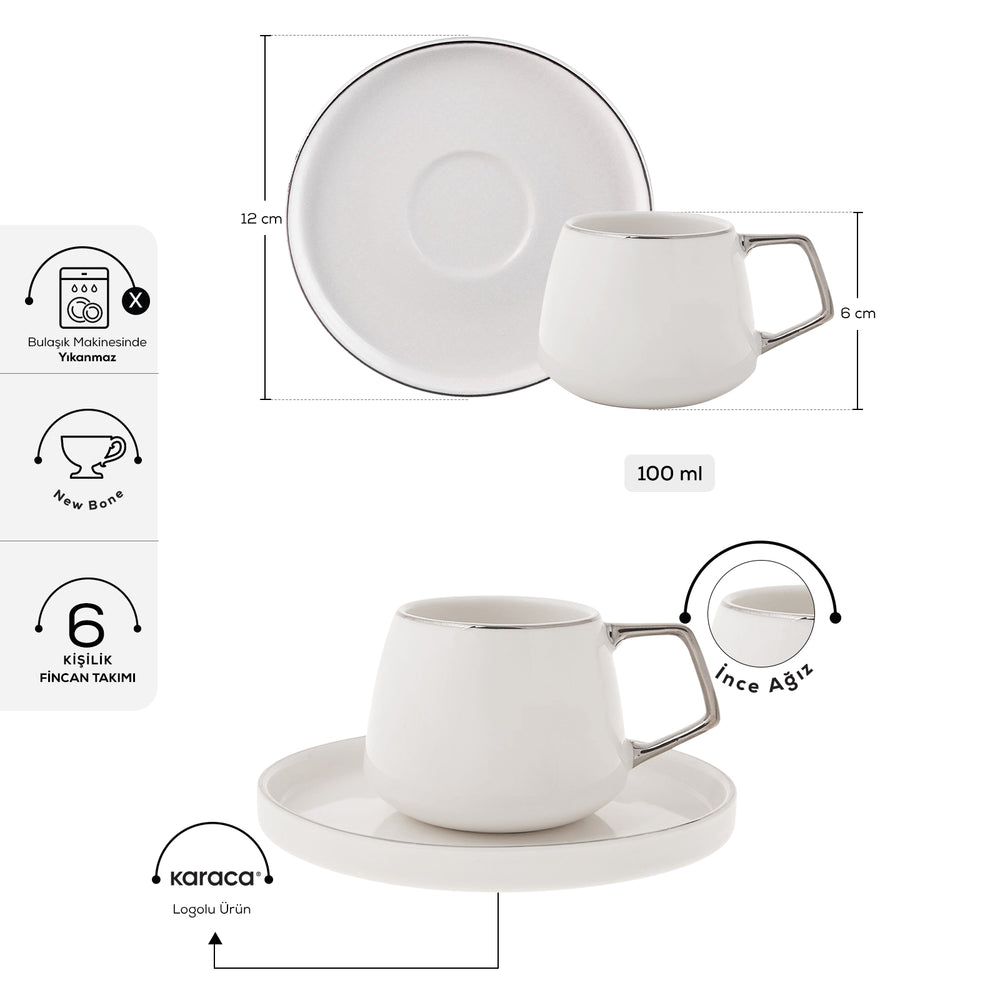 " Karaca Streamline Saturn Platinum 6 Personen Kaffeetasse Set "