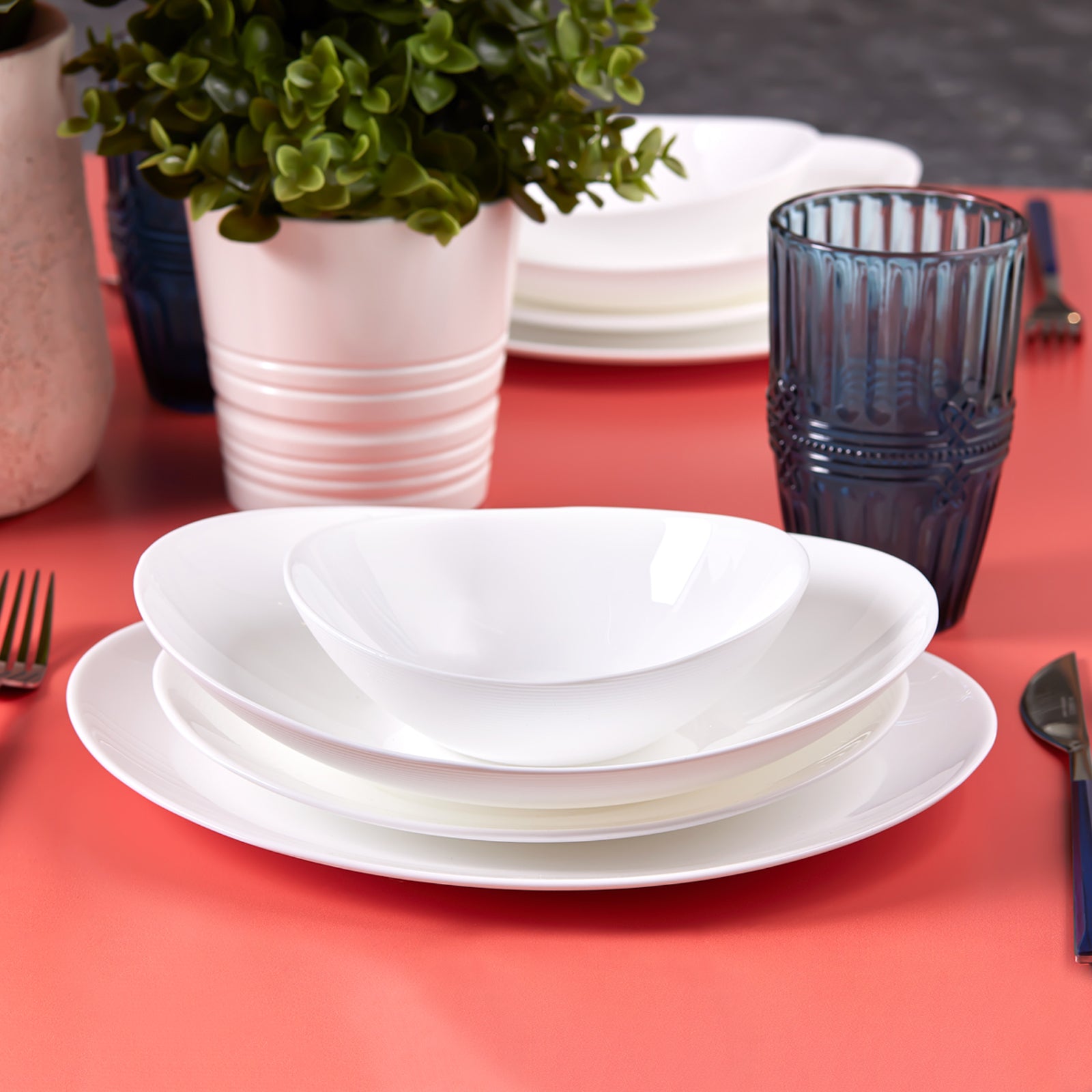 " Karaca White Pure Opal Glas Tafelservice 24-teilig für 6 Personen "