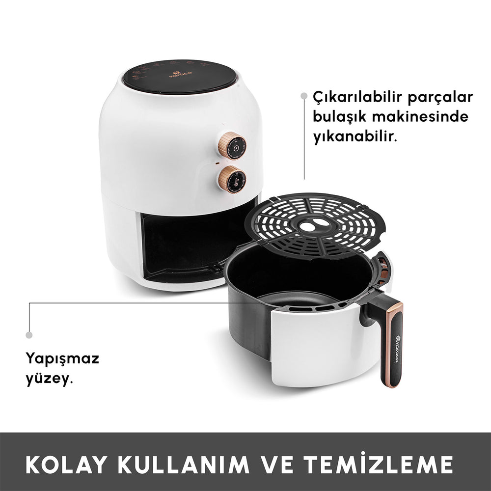 " Karaca Multifry Weiß Heißluftfritteuse Ölfreie Fritteuse, 3.5L, 1300W "