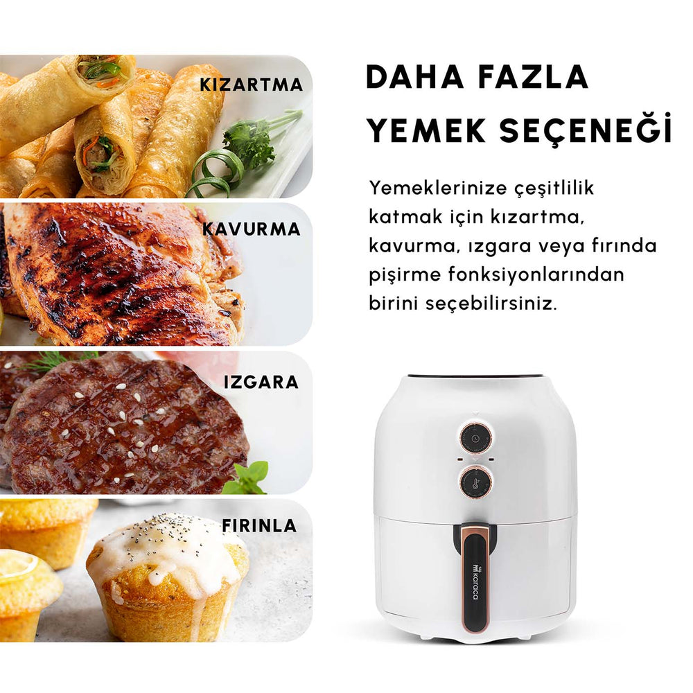 " Karaca Multifry Weiß Heißluftfritteuse Ölfreie Fritteuse, 3.5L, 1300W "