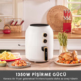 " Karaca Multifry Weiß Heißluftfritteuse Ölfreie Fritteuse, 3.5L, 1300W "