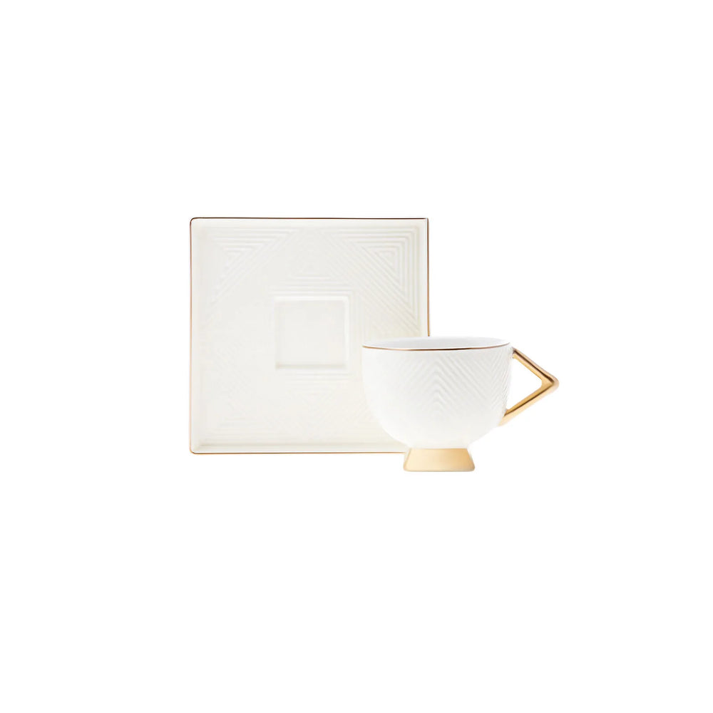 " Karaca Art Deco Cream Cremefarbenes 2 Personen Kaffeetassen Set "