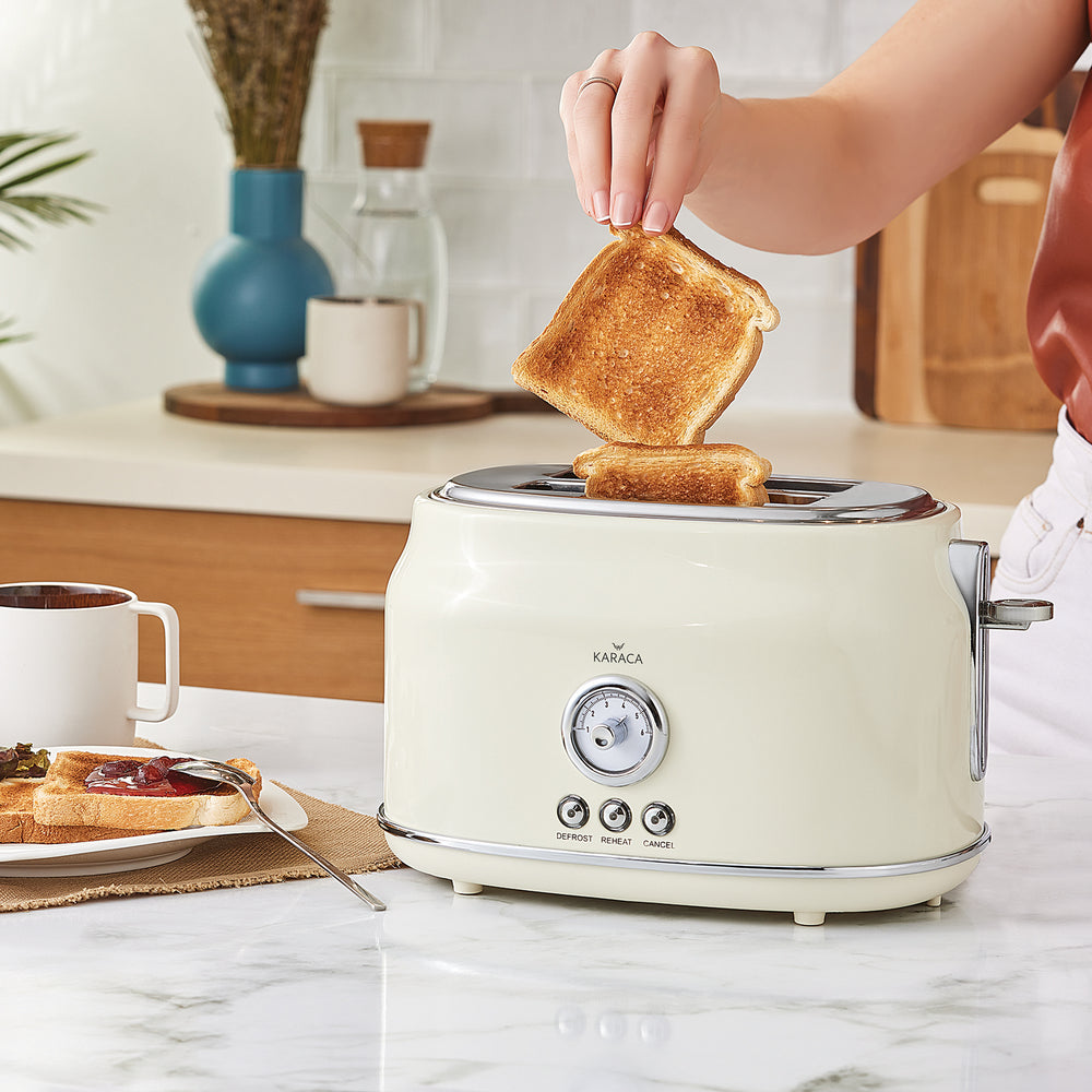" Karaca Retro Cremefarbenes Toaster "